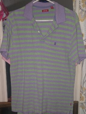 IZOD Men’s Lavender and Light Green Stripe Polo Shirt